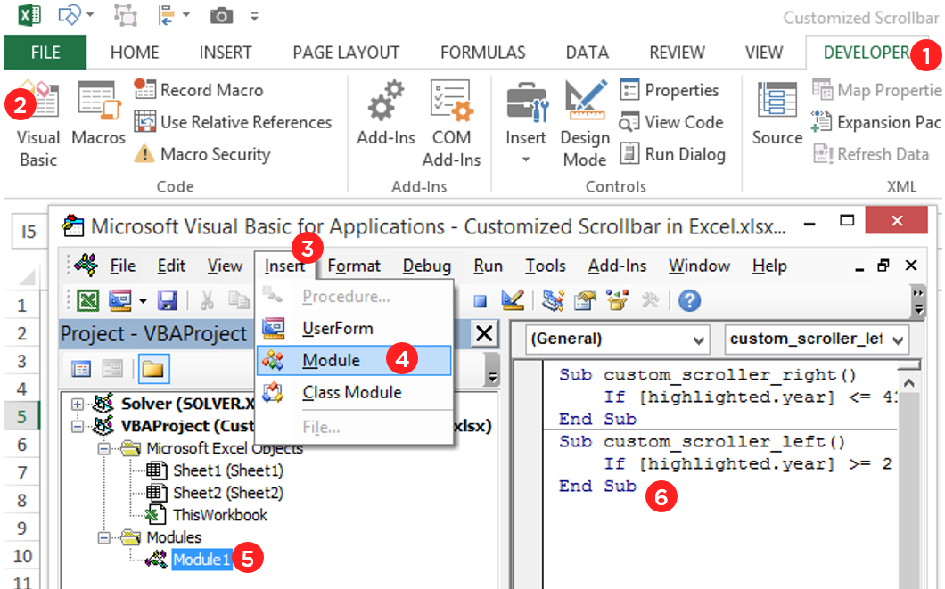 Customized Scrollbar in Excel 7