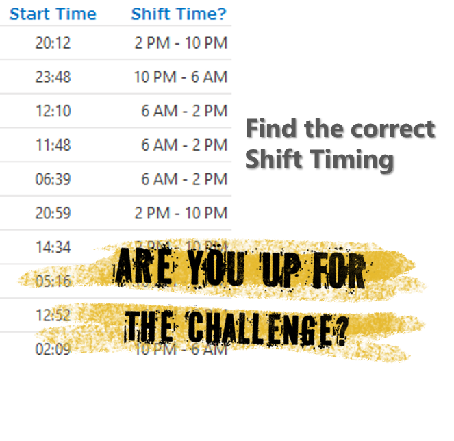 Find the correct shift timing - Excel challenge