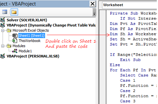 Change Pivot Table Values Field using VBA 10