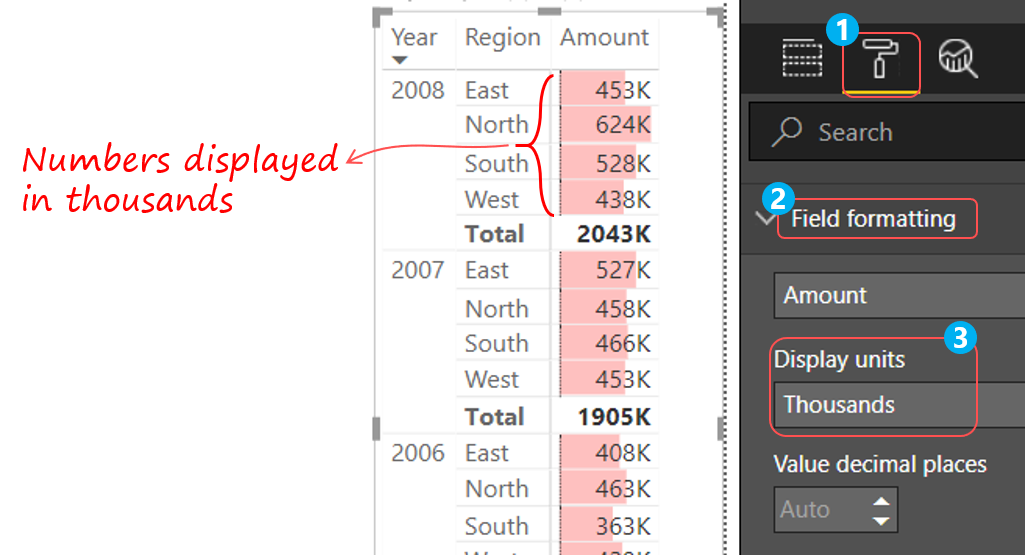 power bi matrix tabular format