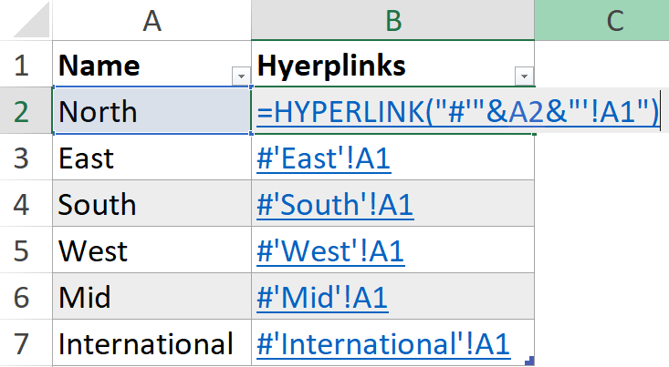 Hyperlinked Sheet Names in Excel
