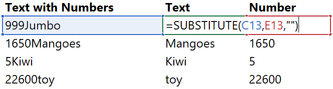 Separate Numbers from Text in Excel