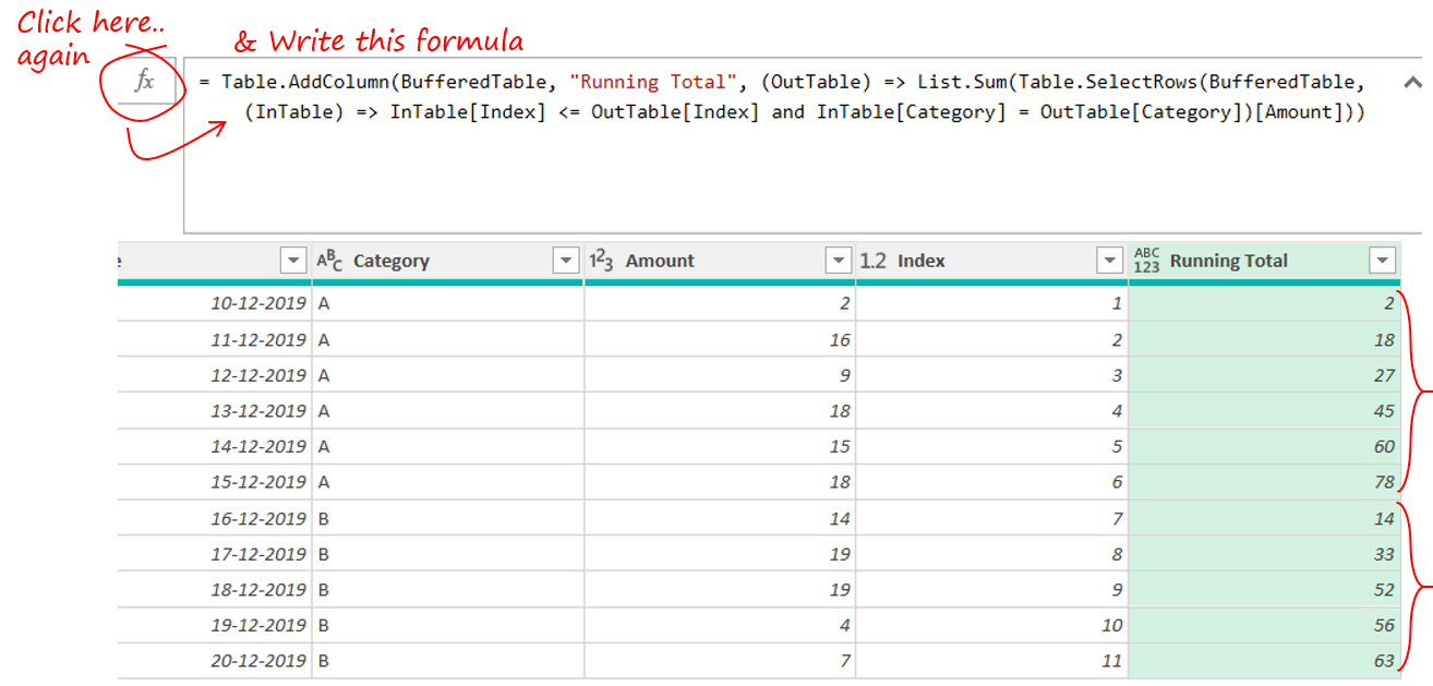Running Total Power Query