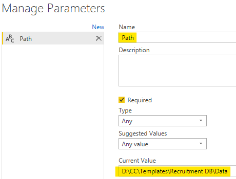 Dynamic File Path Power Query - Setting up the Parameter