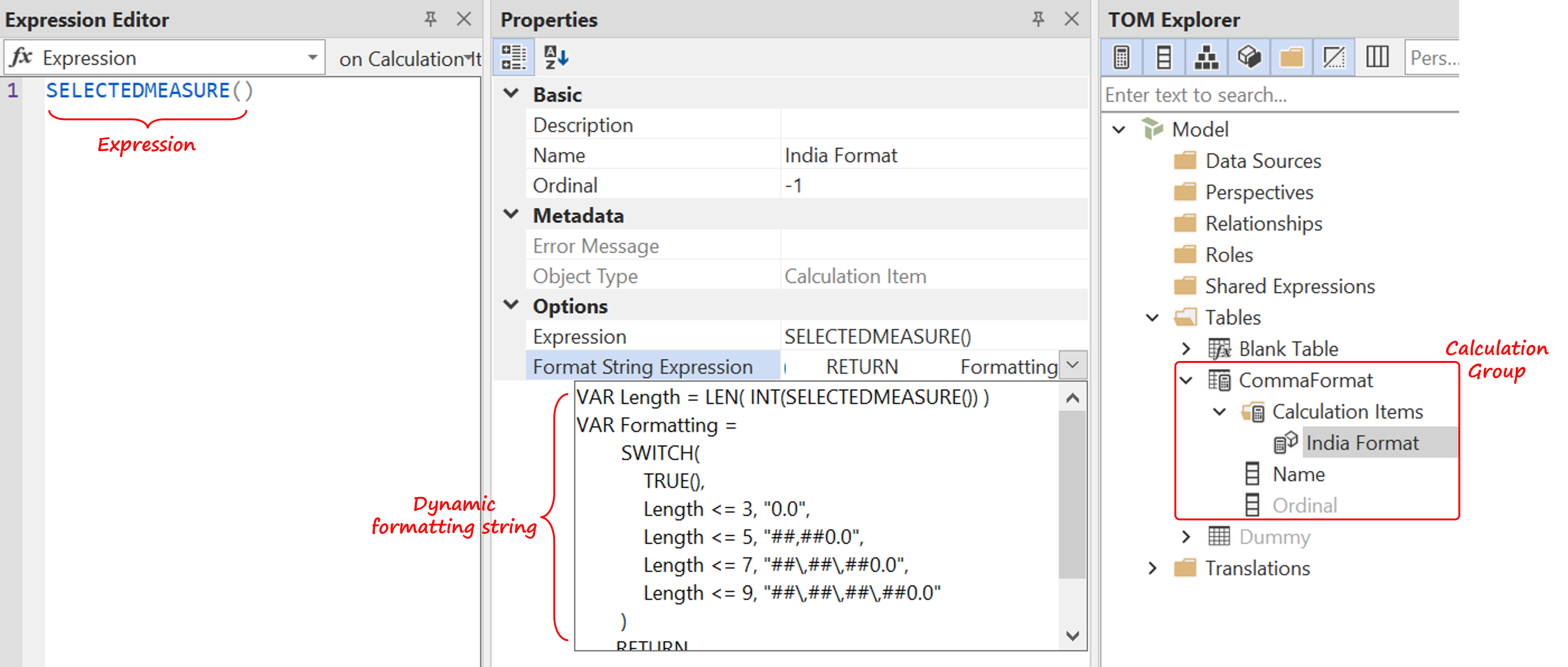 India Comma Formatting Power BI Calculation Groups