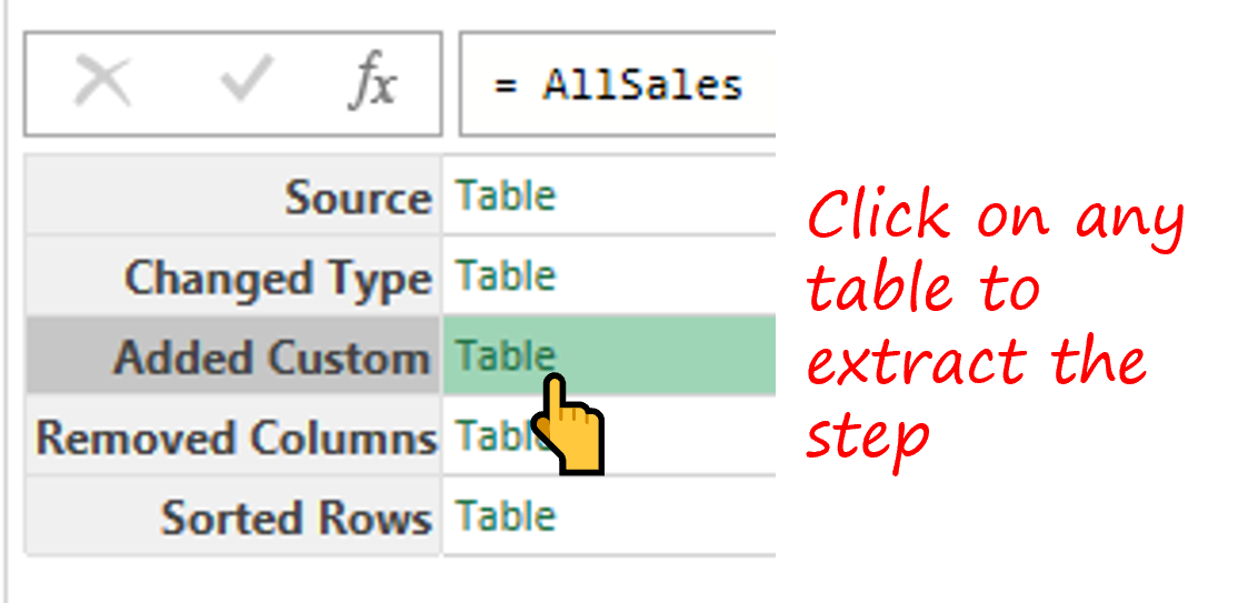 Extract any step in Power Query