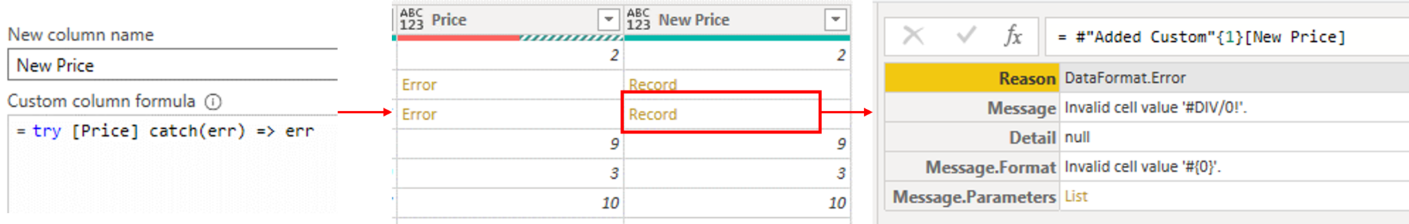 Catch Error messages with TRY and CATCH in Power Query - Goodly